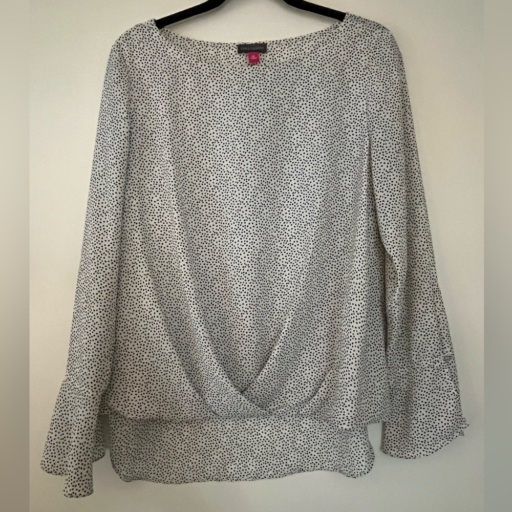 Vince Camuto Flutter Sleeve Dot Print Blouse